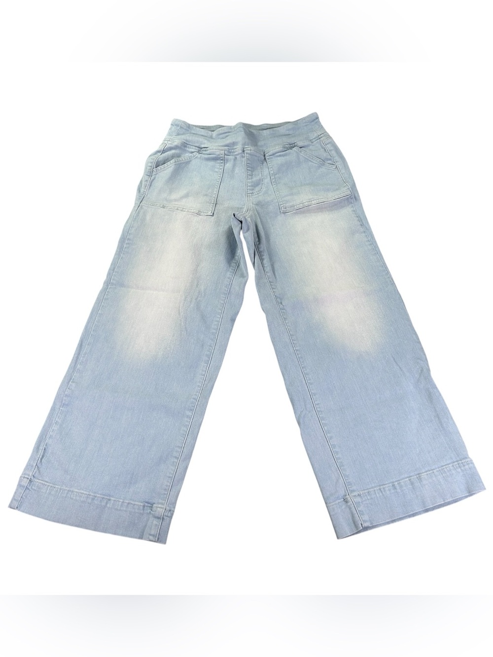 Belle by Kim Gravel TripleLuxe Denim Wide Leg Cropped Jeans Women’s 8 Pull On